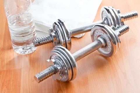 Chrome dumbells Stock Photos