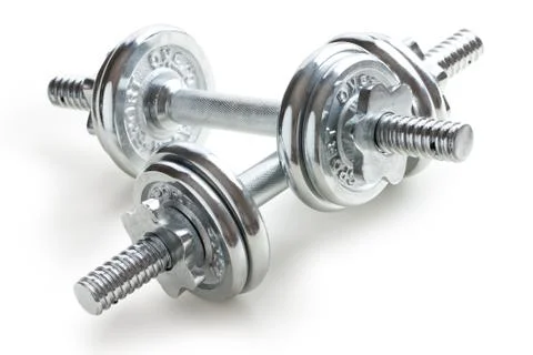 Chrome dumbells Stock Photos