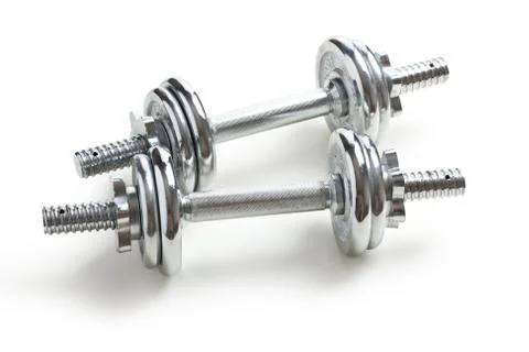 Chrome dumbells Foto stock
