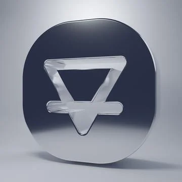Chrome Earth element of the symbol alchemy icon isolated on grey background.. Stock Illustration