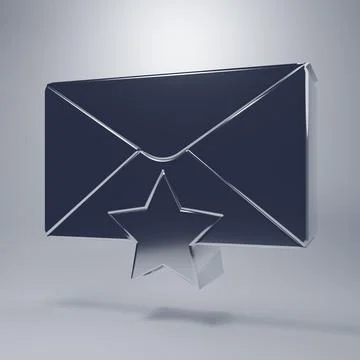 Chrome Envelope with star icon isolated on grey background. Important email.. Stock Illustration