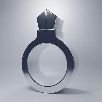 Chrome Fantasy magic stone ring with gem icon isolated on grey background. .. Stock Illustration