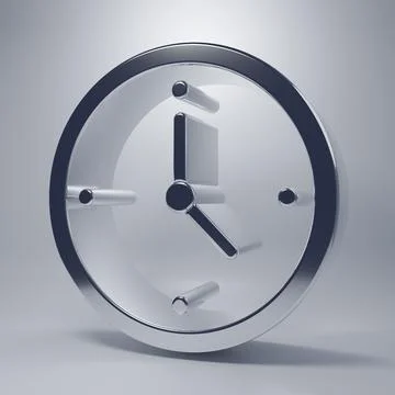 Chrome Fast time delivery icon isolated on grey background. Timely service,.. Stock Illustration