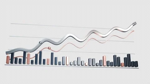 Chrome Flow Financial Chart with Copper Accent - 4K Loop Video stock 346911322