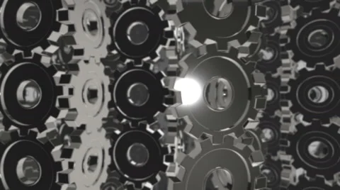 Chrome Gears Machine Looping Stock Footage 54143861