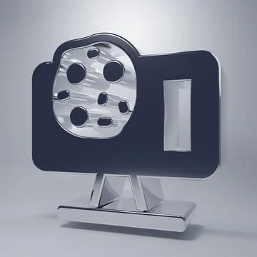 Chrome Genetic engineering modification on laptop icon isolated on grey bac.. Illustrazione stock