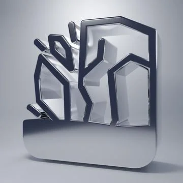 Chrome Glacier melting icon isolated on grey background. Minimalism concept.. Stock Illustration