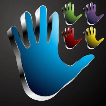 Chrome hand button Stock Illustration