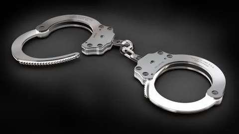 Chrome Handcuffs on Black Stock Illustration