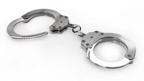 Chrome Handcuffs with a Soft Shadow Stock Illustration