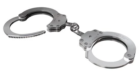 Chrome Handcuffs on White Stock Illustration