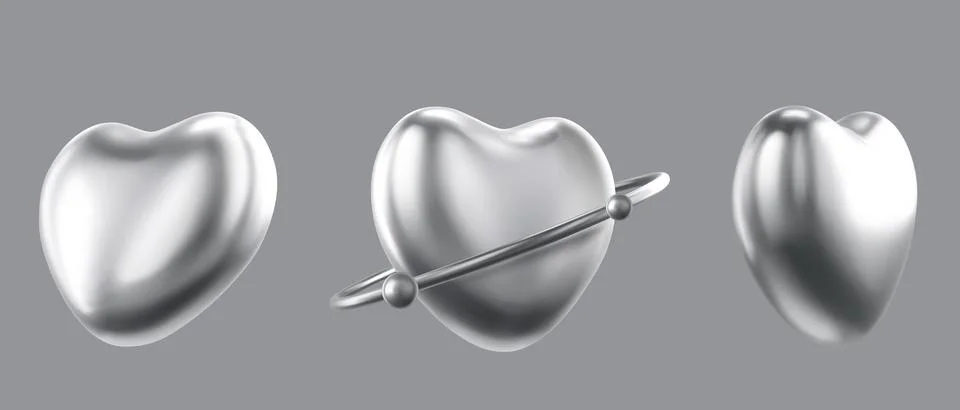 Chrome heart shapes. Stock Illustration