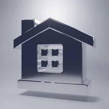 Chrome House icon isolated on grey background. Home symbol. Minimalism conc.. Stock Illustration