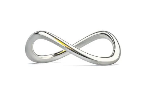 A chrome infinity sign isolated on white Illustrazione stock