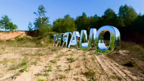 Chrome inscription quarry 3d render. Environmental conservation concept, nature Stock Footage 296257586