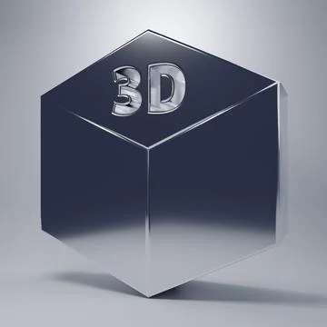 Chrome Isometric cube icon isolated on grey background. Geometric cubes sol.. Illustrazione stock