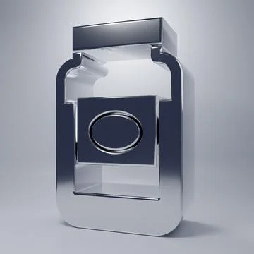 Chrome Jam jar icon isolated on grey background. Minimalism concept. 3D ren.. Stock Illustration