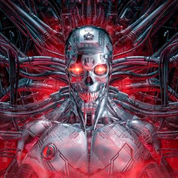 Chrome killer robot Stock-Illustration