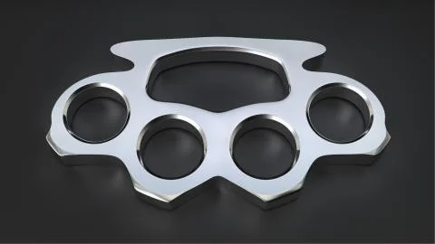 Chrome Knuckle Duster in Studio Stock Illustration