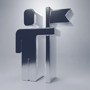 Chrome Leader of a team of executives icon isolated on grey background. Min.. Stock Illustration