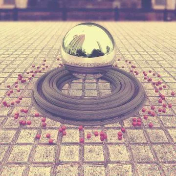 Chrome levitating sphere Stock Illustration