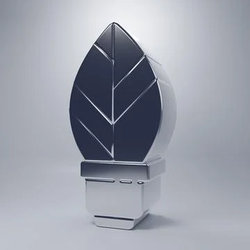 Chrome Light bulb with leaf icon isolated on grey background. Eco energy co.. Stock Illustration