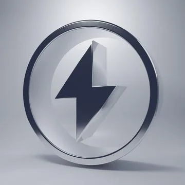 Chrome Lightning bolt icon isolated on grey background. Flash sign. Charge .. Stock Illustration