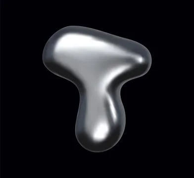 Chrome liquid metal blob in abstract liquid shape Stock Illustration