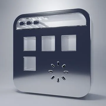 Chrome Loading a data window with a progress bar icon isolated on grey back.. Stockillustratie