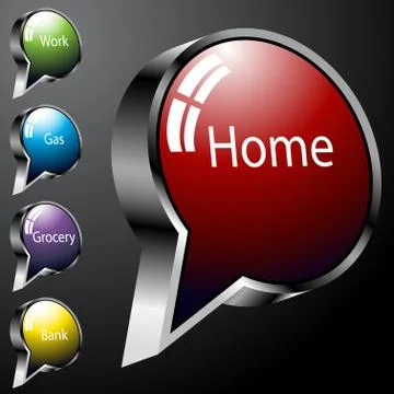 Chrome mapping pins Stock Illustration