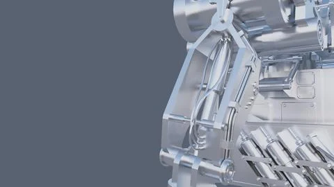 Chrome mechanism closeup with copy space Illustrazione stock