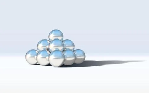 Chrome metal balls in pyramid stack with abstract calm and relaxing background 스톡 일러스트
