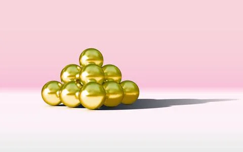 Chrome metal balls in pyramid stack with abstract calm and relaxing background Stockillustratie