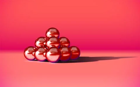 Chrome metal balls in pyramid stack with abstract calm and relaxing background Stock Illustration