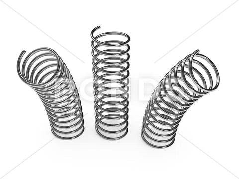 Chrome metal spring over white background Stock Illustration