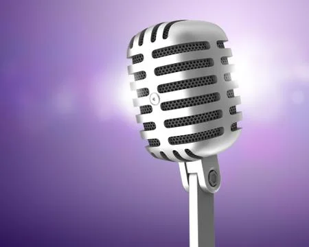 Chrome microphone on violet background Illustrazione stock