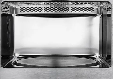 Chrome microwave interior close up Stock Photos