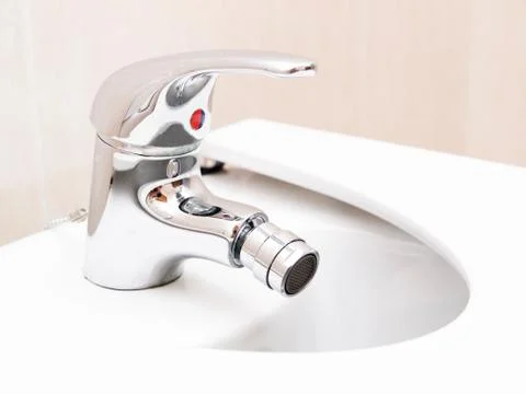 Chrome mixer tap Foto stock
