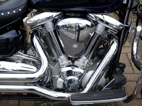 Chrome Motorcycle Engine Stock Photos