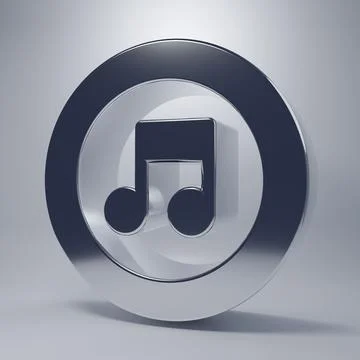 Chrome Music note, tone icon isolated on grey background. Minimalism concep.. Stock Illustration