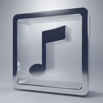 Chrome Music note, tone icon isolated on grey background. Minimalism concep.. Stock Illustration
