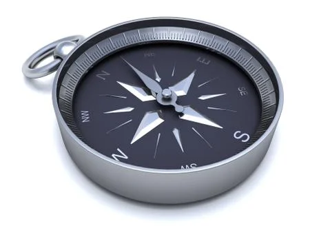 Chrome navigational compass Stock Illustration