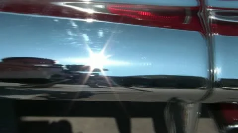 Chrome Pan of Classic Car Video stock 12576188
