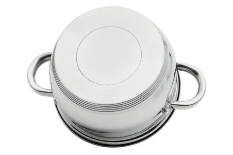 Chrome pan inverted bottom isolate on a white background. Foto stock