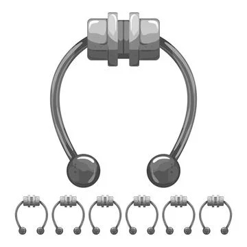Chrome piercing ring cartoon vector graphic 스톡 일러스트