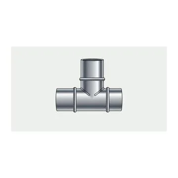 Chrome pipe fitting t-junction connector on gray background Stock Illustration