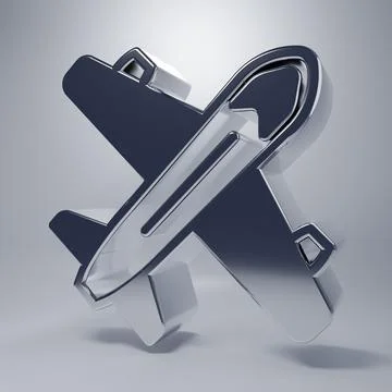 Chrome Plane icon isolated on grey background. Flying airplane icon. Airlin.. Stock Illustration