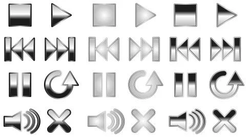 Chrome player buttons Stock Illustration