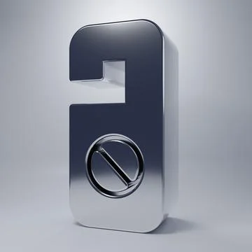 Chrome Please do not disturb icon isolated on grey background. Hotel Door H.. Stock Illustration