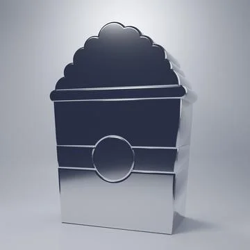 Chrome Popcorn in cardboard box icon isolated on grey background. Popcorn b.. Stock Illustration